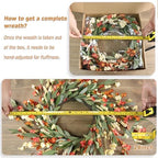 24 inch Fall Wreaths for Front Door Outside Fall Door Wreath Fall Decorations for Home Decor Autumn Wreath for Fall Front Porch Thanksgiving Harvest Halloween Farmhouse Outdoor Indoors Window Wall - Image 4