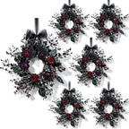 6 Pcs Small Halloween Hanging Wreaths with Burgundy Deep Purple Roses Black Foliage Black Sheer Bow Gothic Mini Cabinet Wreath for Home Table Centerpieces Kitchen Halloween Party Decor by Unknown
