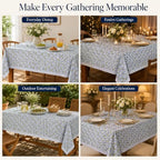 TJF Blue Green Hand Block Print Rectangular Tablecloth 90 x 60 Inch - Image 3