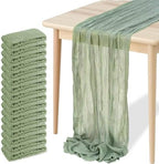 16 Pack Cheesecloth Table Runners 20" x 120", Boho Gauze Table Decor for Wedding, Bridal Shower, Birthday Party, Long Romantic Runner(Sage Green) by Unknown