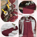 12 Pcs Burgundy Christmas Cheesecloth Table Runner 10Ft, Gauze Table Runners 21.5 x 120 inch,Semi Sheer Cheese Cloth Fabric Runner Bulk for Wedding,Party,Baby Shower,Bridal Shower - Image 2