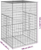 vidaXL Gabion Basket with Cover 39.4"x39.4"x59.1" Galvanized Iron - Image 3