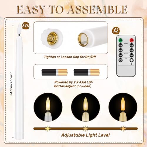 Mumufy 48 Pcs Gold Crystal Taper Candle Holders with Flameless Candles - Image 3