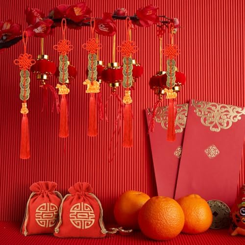 24 Pcs Chinese New Year Horse 2026 Lunar New Year Decorations fengshui Coins Red Tassel Ornaments with Wealth Success Good Luck Hanging Decorations for Gifts Home Car Decor - Image 4