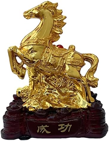 Betterdecor Gold Color Feng Shui 12 Chinese Zodiac Animal Statue Figurine Home Office Decoration and Gift for New Year Holidays and Birthday (Zodiac Horse) by Betterdecor
