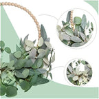 TEMPUS 2Pcs 16" Artificial Eucalyptus Wreaths - Handmade Wooden Bead & Lamb's Ear Spring Wreaths for Front Door, Farmhouse Wall Decor, Holiday Party - Image 2