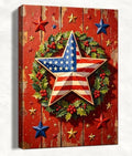 July 4th Patriotic Canvas Wall Art 4th of July USA Decorations American Flag Star Wreath Picture Wall Decor Independence Day Home Decor 20x24in by HomeifHue