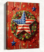 July 4th Patriotic Canvas Wall Art 4th of July USA Decorations American Flag Star Wreath Picture Wall Decor Independence Day Home Decor 20x24in by HomeifHue