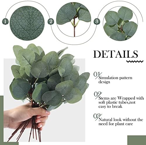 Taiyin 70 Pieces Artificial Eucalyptus Leaves Set Greenery Eucalyptus Stem - Image 3
