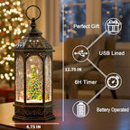 Christmas Snow Globes, Train Whirled Around The Christmas Tree Music Water Lantern, 8 Christmas Music, USB Powered & Battery, Holiday Decorations Gifts for Family, Children or Friends - Image 2