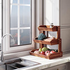 HOLANA Acacia Wood 3 Tier Fruit Basket, Durable, for Fruit and Vegetables - Image 6