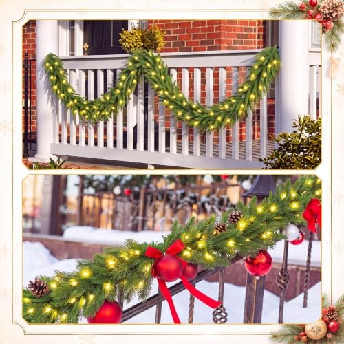 2 Pack Christmas Fence Decor with Pre Solar Powered String Lights - Image 6