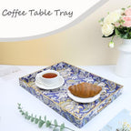 Rectangle Plastic Serving Tray with Handles, Elegant Decorative Tray for Coffee Table, Ottoman, Living Room, Kitchen, and Outdoor Use. 12"*16"*1.6", Wey - Image 2