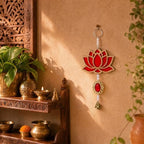 15 Pcs Lotus Flower Decor for Diwali Pooja, Bell Style Indian Floral Garlands, Wall Hanging, Indian Decor for Home, Temple, Pooja Wood Backdrop, Dropper Showpiece. - Image 4