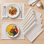 7 Pcs Christmas Linen Checked Farmhouse Table Runner and Placemat - Image 3