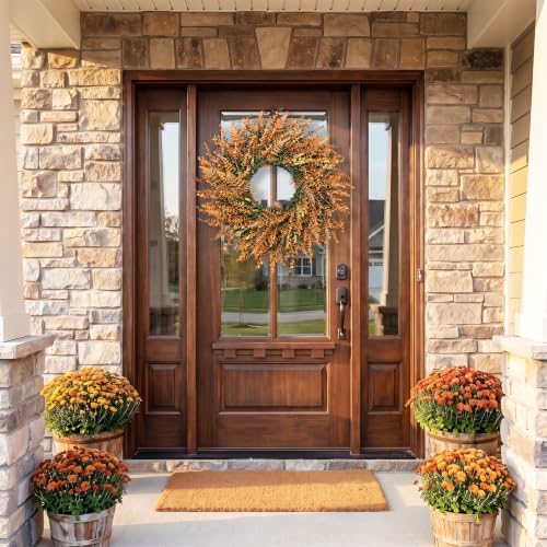 28" Fall Wreath for Front Door, Large Artificial Autumn Decor - Image 2