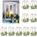 Geelin 10 Pcs Wooden Wedding Lantern Centerpiece Candle Lantern Table Wooden Candle Holder Decorative for Wedding Party Table Valentine Decor (10.59 in,Antique White) by Geelin