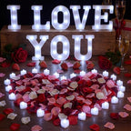 I Love You Light up Letter 24 Candles & 2000 Rose Petals, Red Pink by Qinhenes