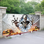 7x16FT Skeleton Break Wall Halloween Garage Door Banner Skeleton Pumpkin Spider Happy Hallowen Garage Door Cover Decoration for Hallowen Decoration - Image 2