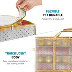 ZOBER Christmas Ornament Storage Box Plastic - Stores 128 3" Ornaments with Individual Trays - Ornament Organizer Storage Box, Durable Christmas Containers Holder - Gold - Image 5