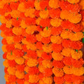 10 PC - 5 feet Marigold Garland |Indian/American Wedding Party Mantle Decoration, Faux Garlands Wedding Garland, Diwali Decoration, Spring Bush Floral! (Mango Yellow & Dark Orange Mix) by Krati+Exports