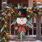 Suncalla 20" Christmas Snowman Wreath Winter Decoration Sign for Front Door - Image 3