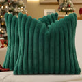 decorUhome Fall Faux Fur Throw Pillow Covers 24x24 Set of 2 Christmas Green by decorUhome
