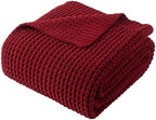 Red Throw Blanket for Couch, Soft Cozy Knit Waffle Throw Blanket 50"x60" by BunnikinsClover