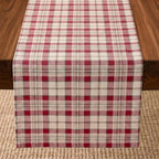 Solino Home 100% Pure Linen Table Runner Plaid, Almond Plaid 14 x 48 in by SolinoHome