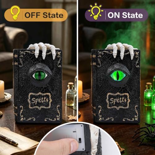 Halloween Spellbook Statue 8.6" LED Color Changing Resin Gothic Table Decor - Image 5