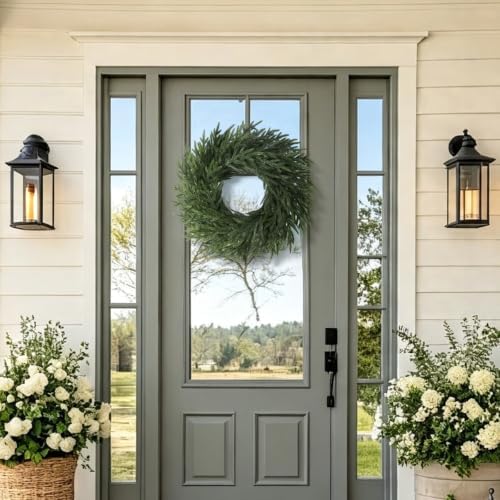 26" Christmas Norfolk Pine Wreath for Front Door (2, Wreath) - Image 4