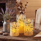 Blosssound 3 Pack Sage Green Flameless Candles Battery Operated Eucalyptus - Image 3