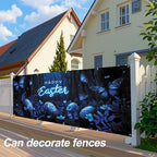 Happy Easter Glowing Garage Door Banner 7x16FT, Neon Happy Easter Garage Door Cover with Blue Butterflies and Easter Eggs, Spring Holiday Decoration for Yard and Garage - Image 5