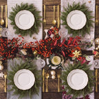 Christmas Placemat Set of 6 Artificial Cypress Leaf Wreath Charger - Image 6