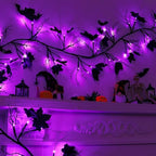 9 FT 72 LED Willow Vine Twig Decor Black Halloween Garland with Purple Lights, 8 Modes & Timer Waterproof Battery Operated for Home Fireplace Mantle Wall Office Indoor Halloween Decorations Party - Image 2