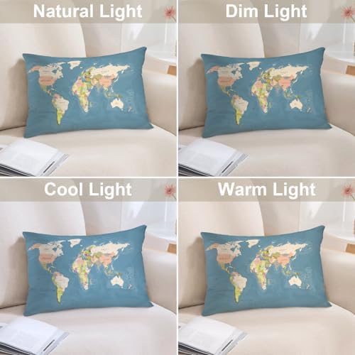 Batmerry World Map Pillowcases, Vintage Map of Europe in Color Background Decorative Bed Pillow Cover with Hidden Zipper Soft Blended for Hair and Skin 20X26 in - Image 5