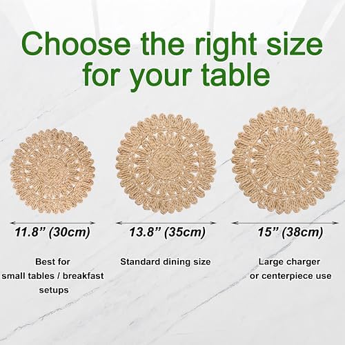 15" Set of 6 Round Woven Corn Husk Placemats by Laquedecraft - Image 4