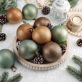Yunlly 12 Pcs Neutral Christmas Ornament, Brown Copper Sage Green, 4'' by Yunlly