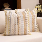Boho Chenille Tufted Throw Pillow Covers 18x18 Inch Set of 2 Farmhouse Yellow Woven Striped Decorative Pillowcases for Couch Sofa Bed by KOOLIFE