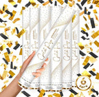 JAPJA Streamer Confetti Cannons, Black & Metallic Gold, 16in, 6-Pack by JAPJA