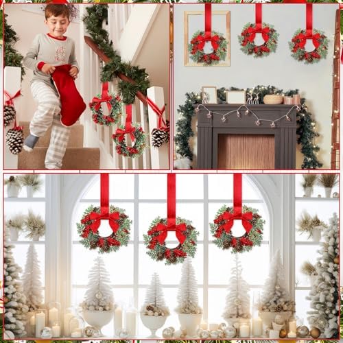 Dingion 6 Pcs 6" Norfolk Christmas Mini Cabinet Wreaths for Kitchen - Image 6