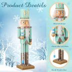Blosssound 15" Christmas Ocean Nutcracker Decor Wooden Shell Seahorse Decor - Image 3