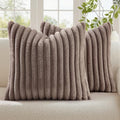 decorUhome Fall Faux Fur Throw Pillow Covers 26x26 Set of 2 Light Coffee by decorUhome