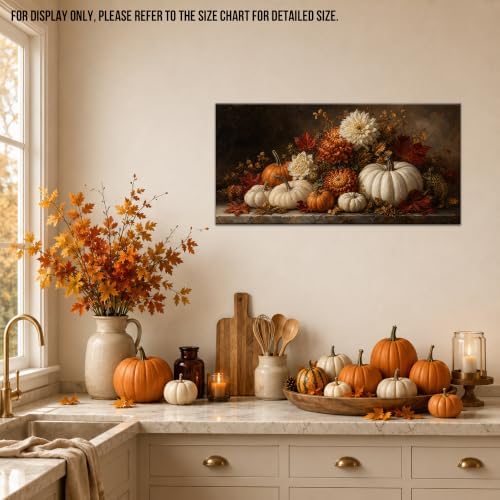 WAXWHELK Pumpkin Fall Canvas Wall Art, Autumn Thanksgiving Rustic Farmhouse Painting Pictures Artwork for Bedroom Living Room Home Decor (12"x24") - Image 3