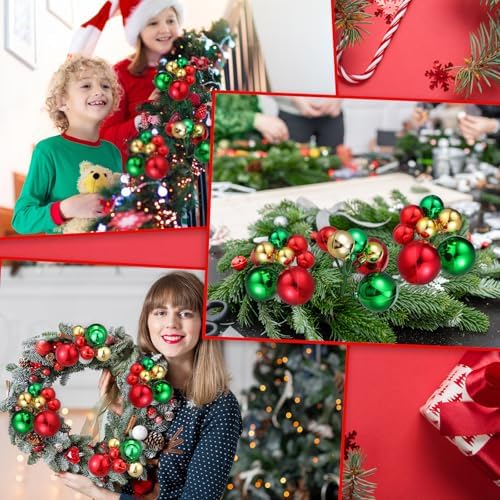Daifunli 12 Pcs Red Green and Gold Christmas Tree Picks 7.87 Inch Christmas Balls Ornaments Xmas Decorations for Xmas Tree Topper DIY Wreath Holiday Floral Vase Fillers Crafts Home Decor - Image 6