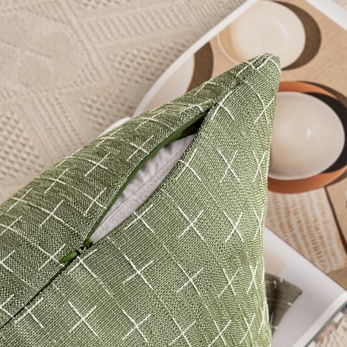 MIULEE Pack of 2 Decorative Burlap Linen Spring Throw Pillow Covers Farmhouse Pillowcases Modern Rustic Woven Textured Cushion Cover for Sofa Couch Bed 24x24 Inch Sage Green - Image 3