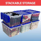 Akro-Mils KeepBox 12 Gal Plastic Storage Box, Metal Rails, Clear/Blue, 1-Pk - Image 5