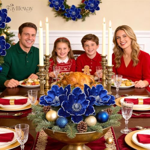 8PCS Large Christmas Magnolia Flowers for Christmas Tree Wreath - Image 6
