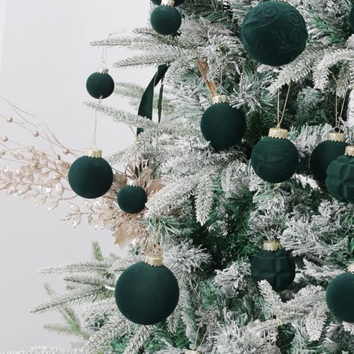 Velvet Christmas Ornaments Set 38Pcs Flocked Shatterproof Christmas Ornaments for Christmas Tree Decorations Xmas Decorative Hanging Christmas Ball Ornaments for Holiday Home Decor - Image 4