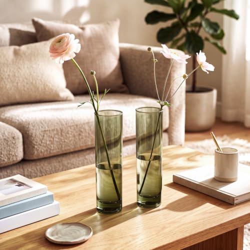 Didaey 12 Pcs Acrylic Bud Vases Green, Cylinder Vase for Rose Centerpieces - Image 4